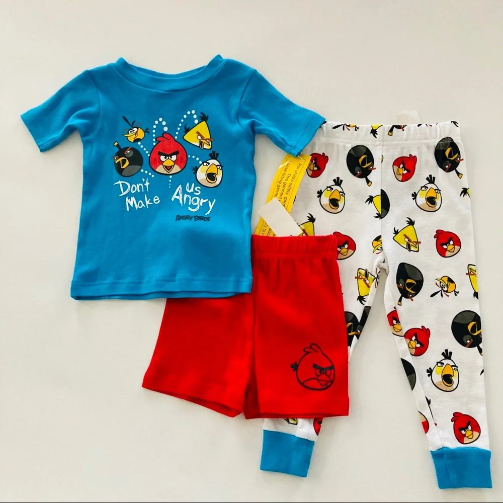Angry Birds 2T Toddler Boy Pajama Set PJs Cotton NWT